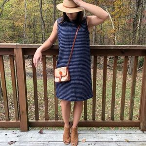J Jill Navy / White Striped Linen Dress XSP